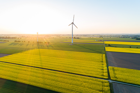 Windkraftanlage in landwirtschaftlich genutztem Gebiet