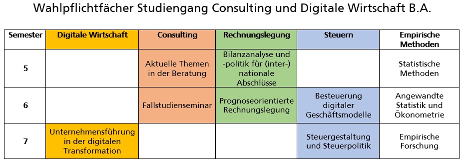 Übersicht über die Wahlpflichtmodule